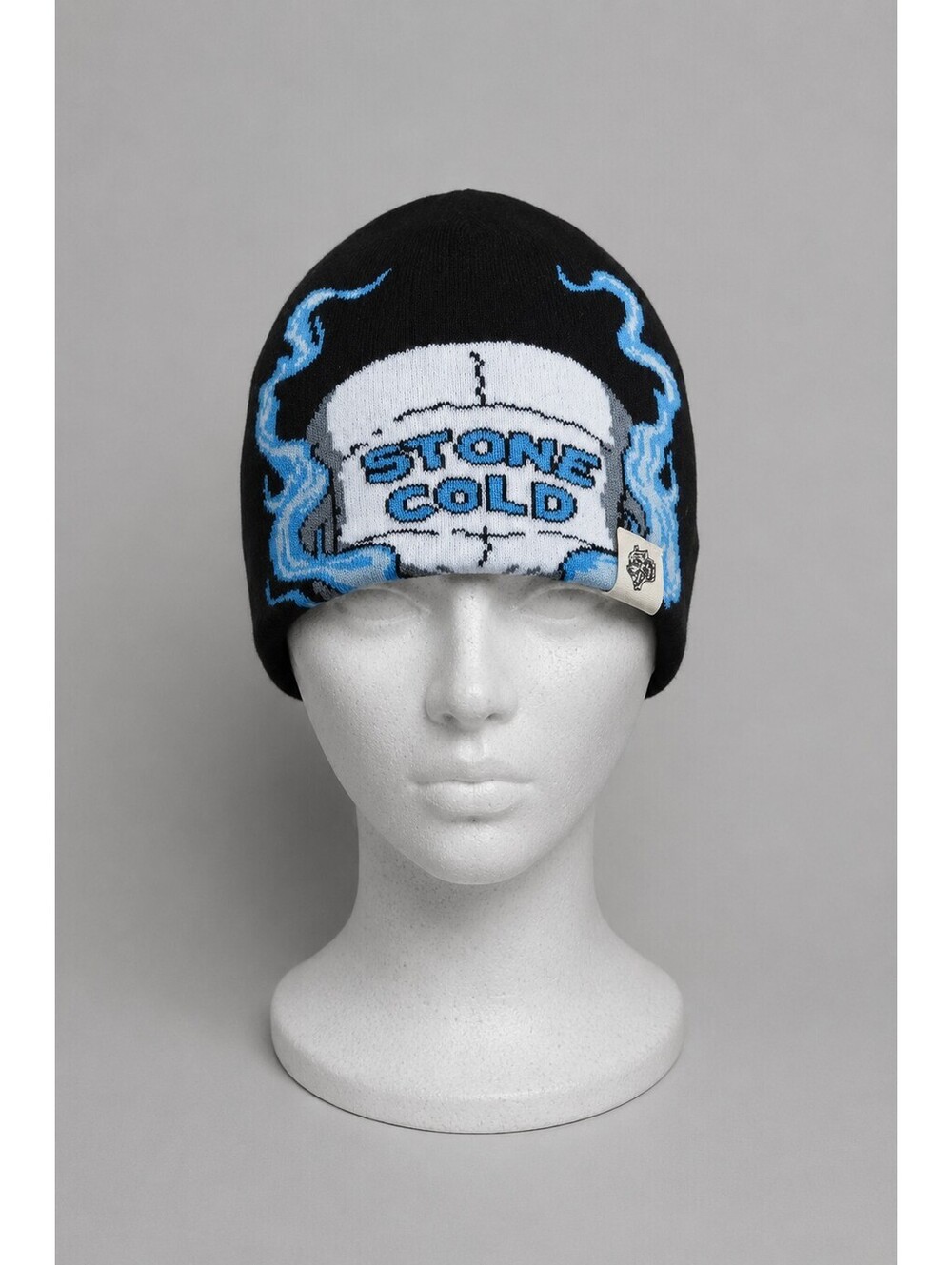 Darc Sport x DSDD D5 x STONE COLD BIG SKULL CAP BEANIE IN BLACK/BLUE